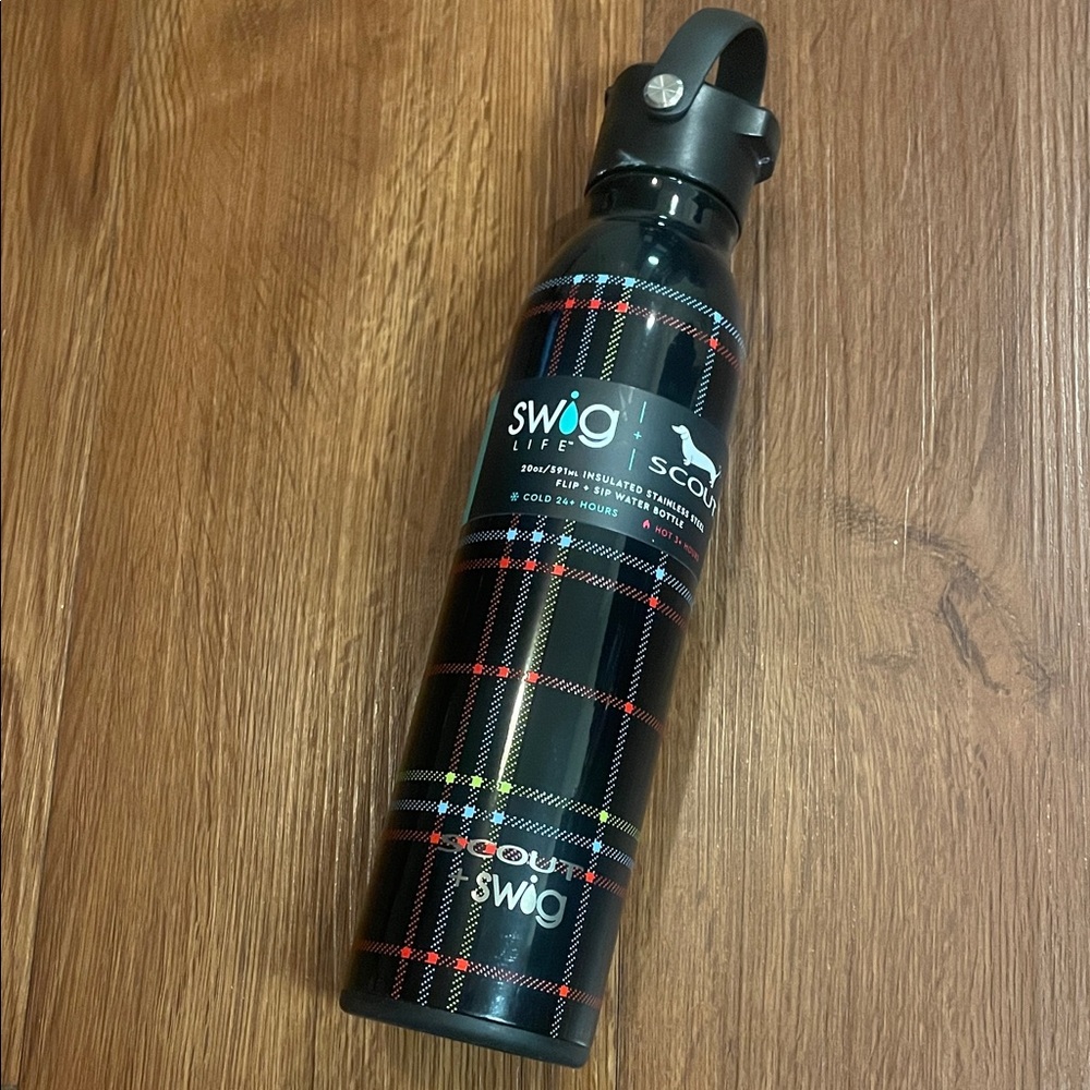 Swig Life Black Tartan Insulated Water Bottle